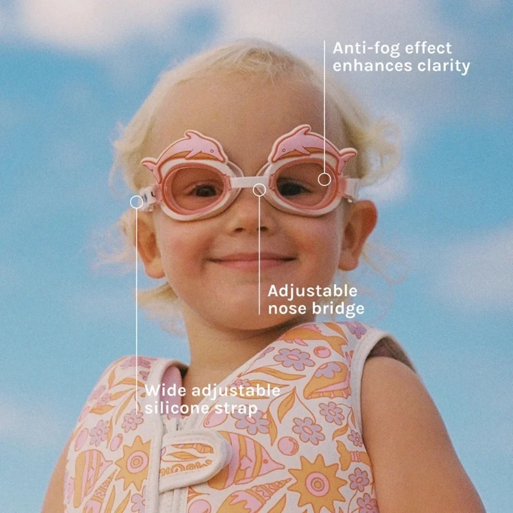 Kids Pink Floral Dolphin Pink Goggles NWT